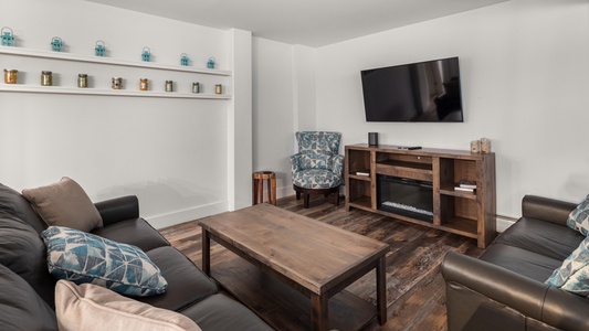 Living Room with Electric fireplace and TV