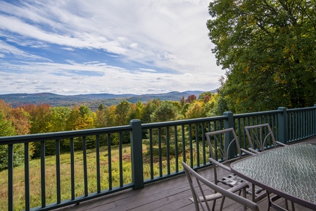 Stunning views of Green Mountains!  Enjoy dinner on the deck in Summer.