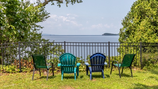 Chairs on the Lawn for relaxing Lake Champlain Views