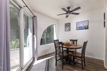 Bright dining space, perfect for meals or game nights
