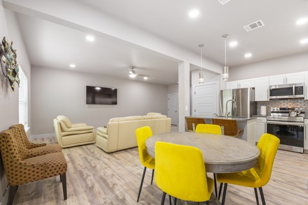 Open living area and kitchen
