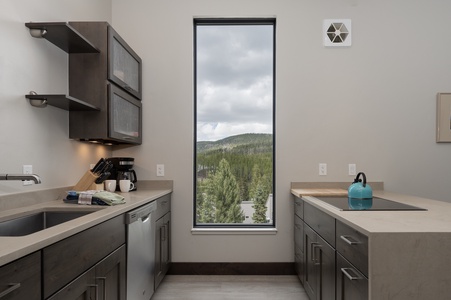 Mountain Views from fully stocked kitchen