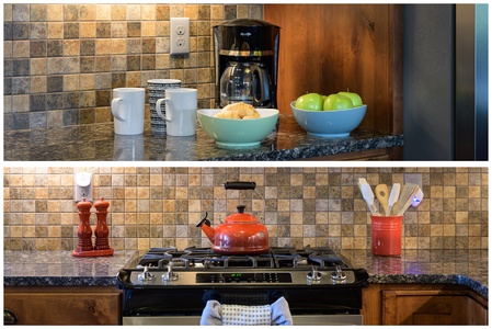 Start your day right—coffee’s ready, snacks are out, and the kitchen’s all set for cooking!
