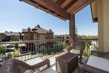 Outdoor covered patio with comfortable outdoor seating