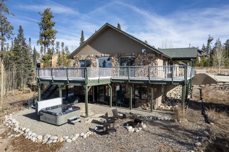 A fire pit and private hot tub for your enjoyment.