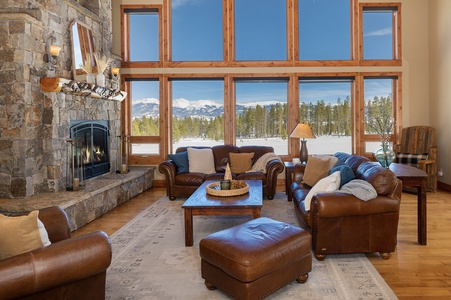 Stunning Mountain Views from Living Room  Large windows bathe the space in natural light