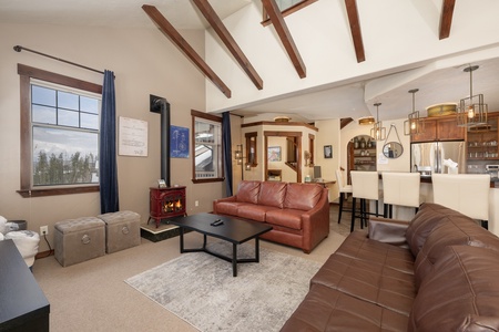 Open living and dining area with plenty of space for your group to spread out