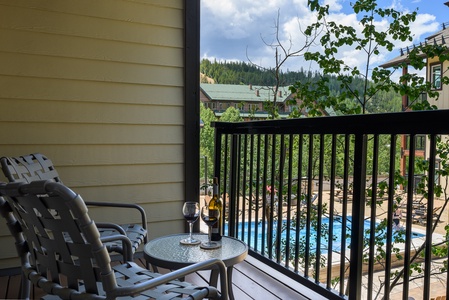 Private balcony over looking shared hot tub