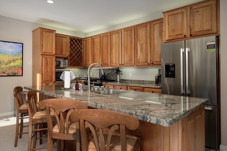 Kitchen fully stocked for family meals before Mountain Adventure