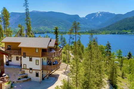 Million dollar views of Grand Lake, Shadow Mountain Lake and Rocky Mountain National Park from three decks