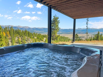 A brand new private hot tub under a covered deck