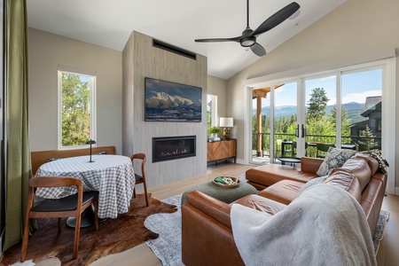 Natural light highlights the charm of the upstairs living area