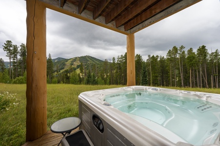 Summer views of Winter Park Resort, private covered hot tub