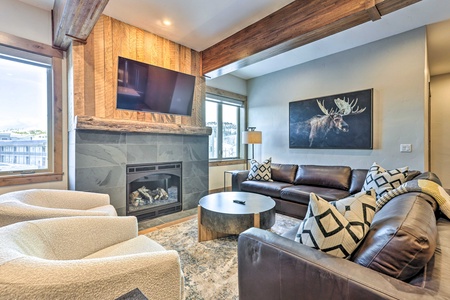 Enjoy this luxury Modern living area with gas fireplace