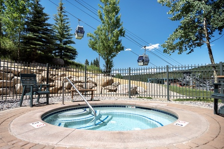 Gondola overhead in the shared hot tubs