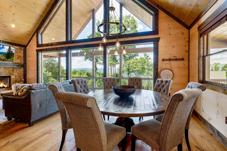 Mountain Echoes- Dining room table and chairs with mountain views