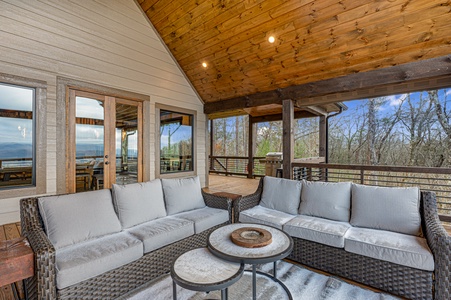 All In - Entry Level Deck Fireplace Seating Area
