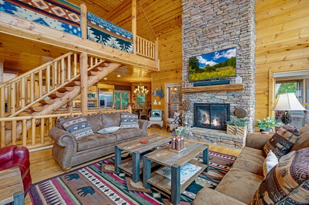 Peacock Chalet- Entry Level Living Room