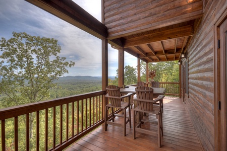 Grand Bluff Retreat-  Entry level deck with refreshment table & chairs
