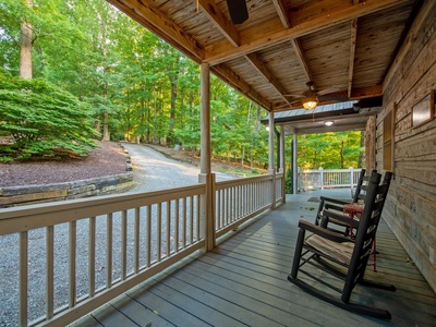 Aska Bliss- Entry level deck with outdoor seating and driveway view