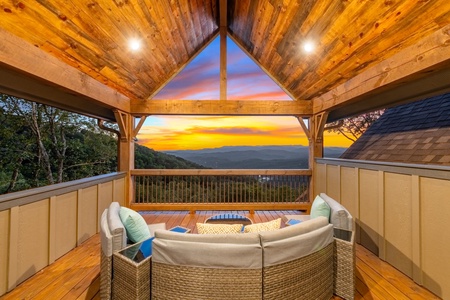 A2 Upper Level Primary King Bedroom's Private Balcony at Dusk