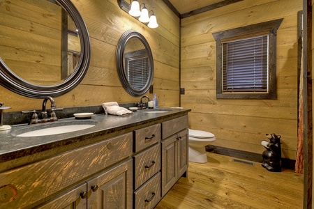 Vista Rustica- Entry level bathroom with double vanity sink