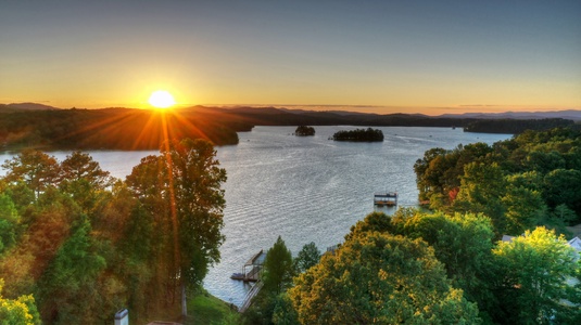 Nottely Island Retreat - Aerial Sunset