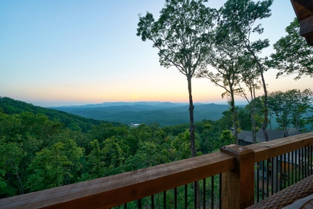 Alpine Vista - Entry Level Deck View at Dusk