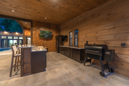Cohutta Mountain Retreat- Outdoor kitchen space and grill