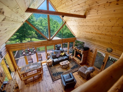 Hillside Hideaway - View of Living Room from Loft