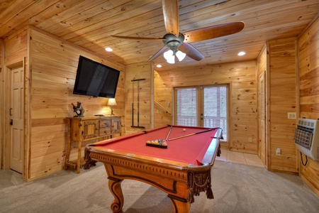 Luxury At The Settlement- Lower level game area with a pool table