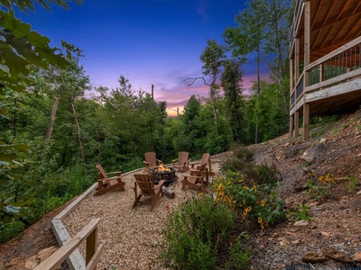 Whisky Creek Retreat- Firepit area looking at mountain views