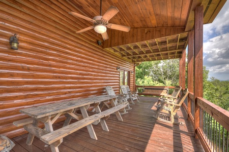 Above Ravens Ridge- Entry level deck with plenty of outdoor furniture