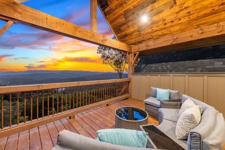 J7 Upper Level Primary King Bedroom's Private Balcony at Dusk