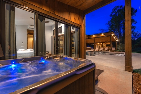 Cohutta Mountain Retreat- Hot tub in view of the pool