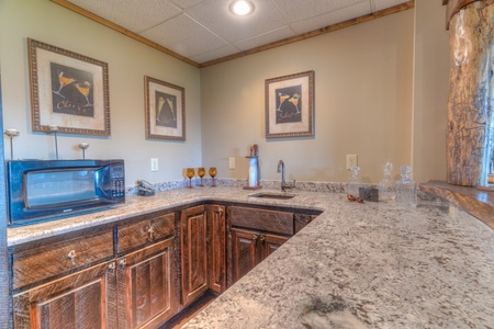 Trails End- Lower level bar area with microwave
