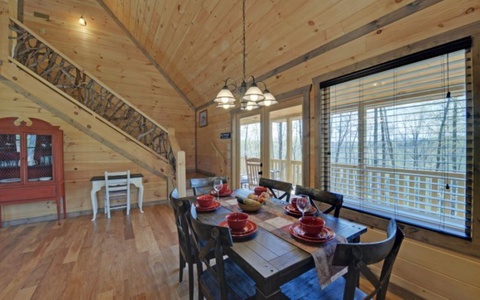Wood Haven Retreat - Dining Room and Stairway