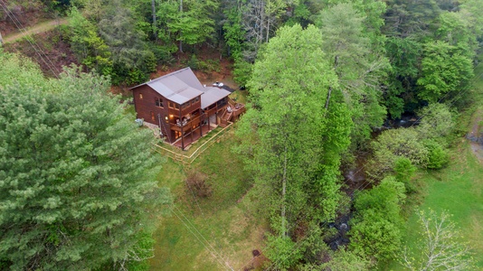 Tranquil Waters - Aerial View of Cabin