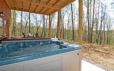 Wood Haven Retreat - Lower Level Hot tub and patio
