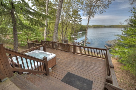 When In Rome- Hot tub area on the deck overlooking the lake