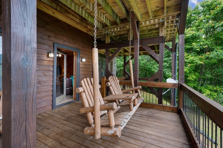 Papa Bear's Den - Lower Level Deck Swing Bench