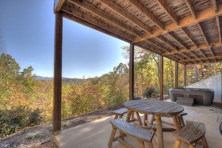 Eagles View - Lower Level Patio Seating and Hot Tub Area