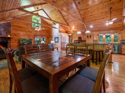 Babbling Brook- Dining area view with a view of the kitchen