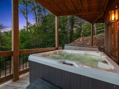 Whisky Creek Retreat- Hot tub on the lower level area