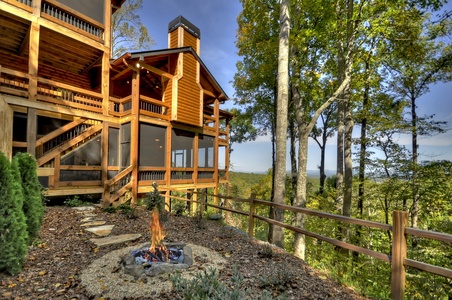 The Vue Over Blue Ridge- Outdoor fireplace overlooking the mountains