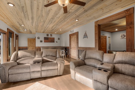 The Peaceful Meadow Cabin- Lower Level Living Room