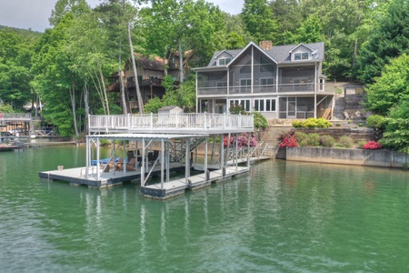 Jump Right In- Front view of the home from Lake Blue Ridge with a private dock