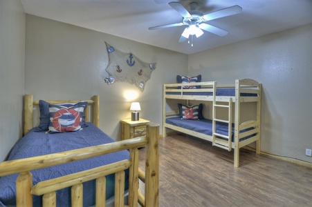 Anchors Away - Lower Level Bedroom Twin Bunks and Twin Bed