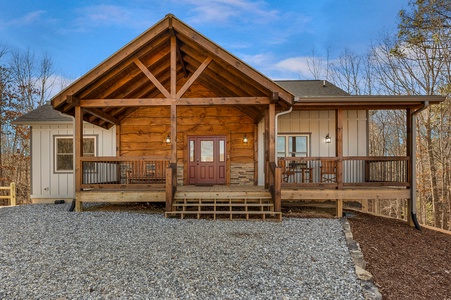 The Peaceful Meadow Cabin- Front View of Cabin