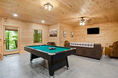 BeauJax Cabin - Lower Level Entertainment Area Pool Table